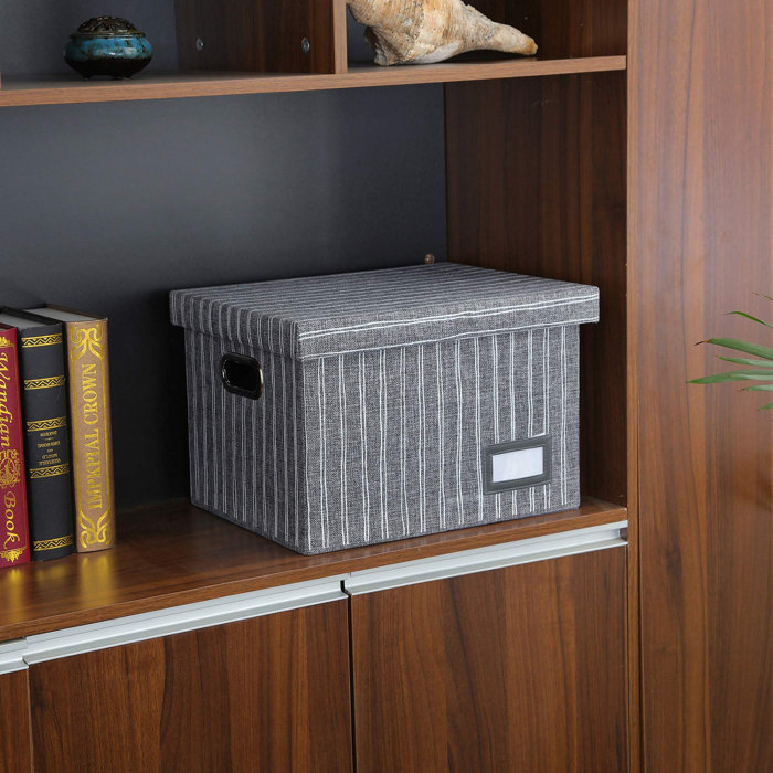 Latitude Run® Decorative File Storage Organizer Box Set Of 2 Portable Home & Office Filling